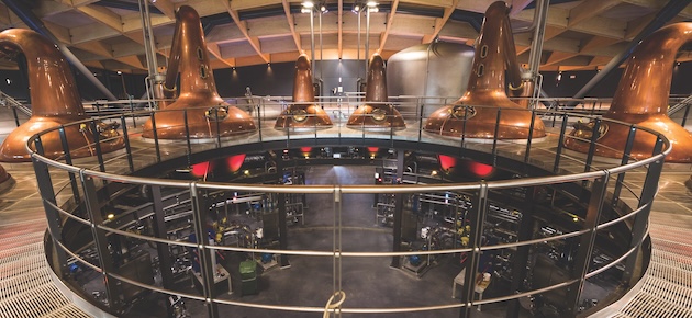 The Macallan distillery, beneath the stills. Photo credit Ian Gavan